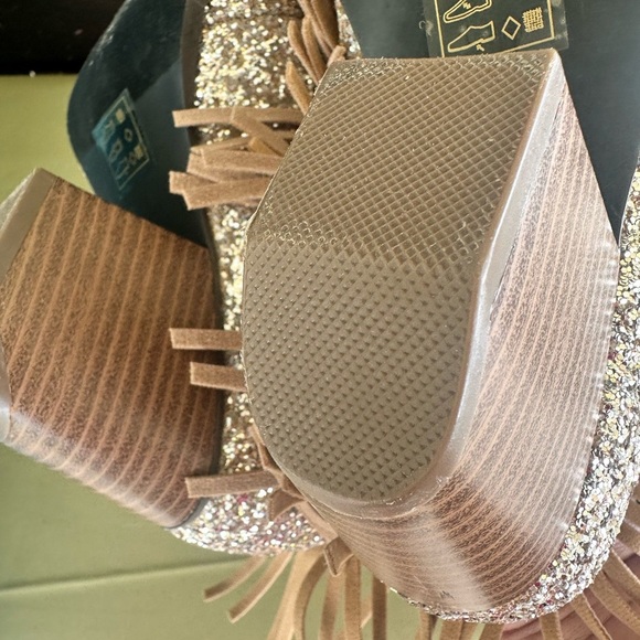 Fringe Glitter Ankle Boots - Silver and Tan - Picture 5 of 11